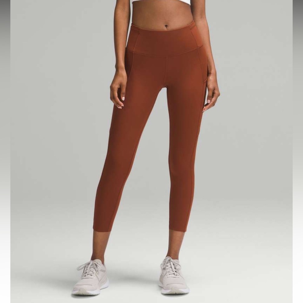 Lululemon Fast and Free High-Rise Crop 23" - Dark Terracotta - Size 8